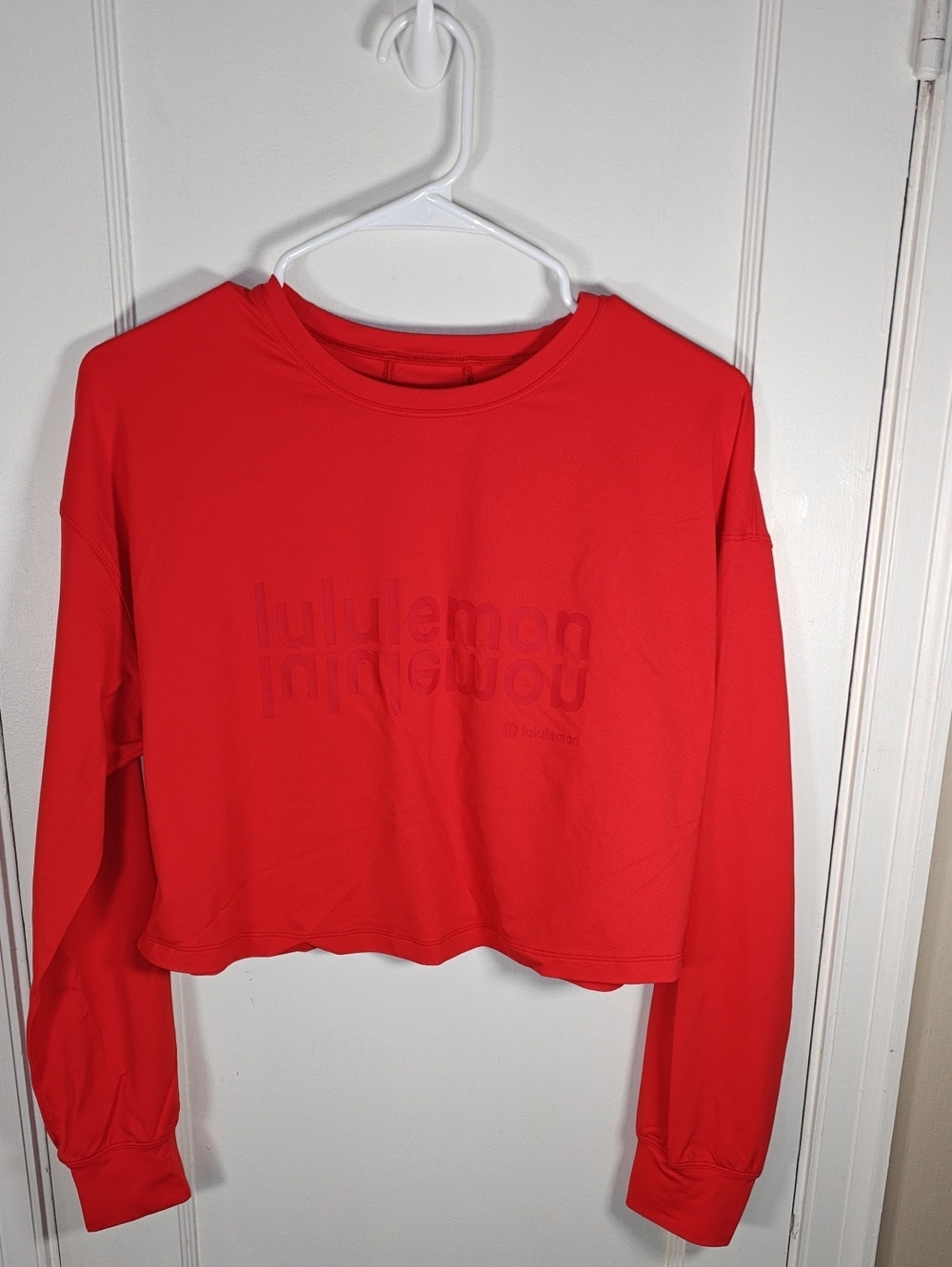 lululemon athletica Red Cropped Crewneck Sweatshirt